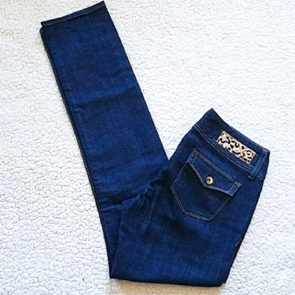 "STELLA" X2 Skinny Women's Dark Blue Flap Pockets.